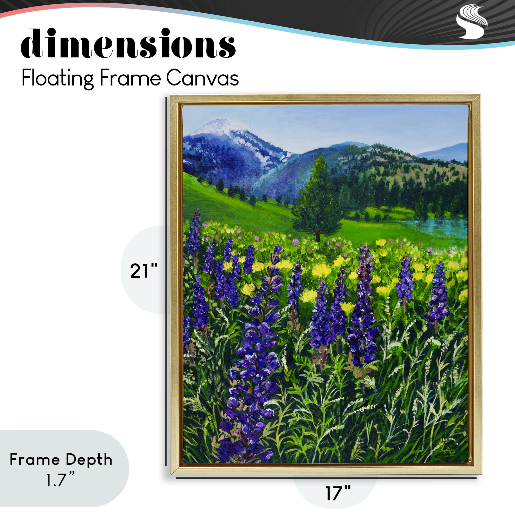 Stupell Industries Flower Speckled Valley Gold Framed Floater Canvas Wall Art, design by Lee Ann Zirbes