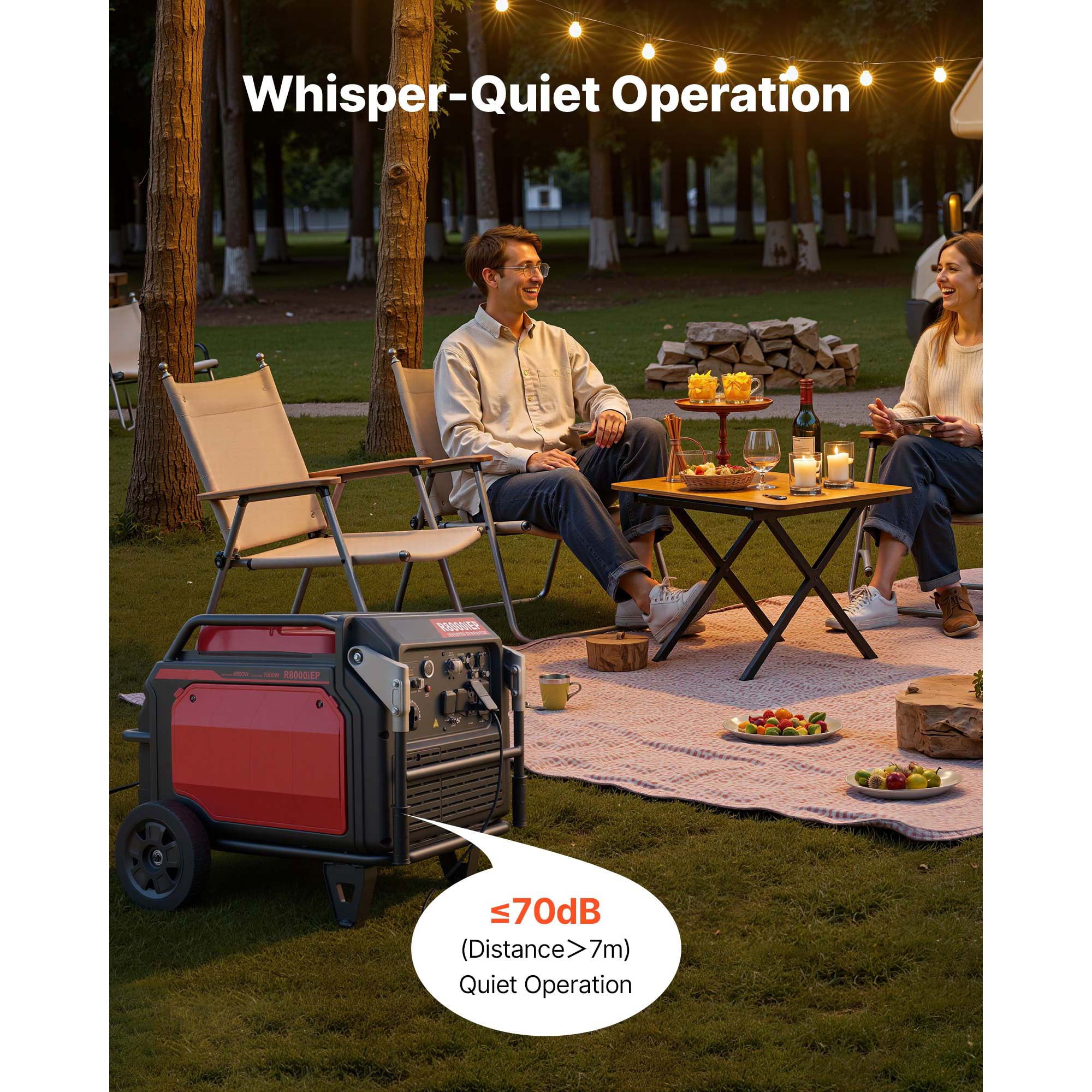 KFFKFF Portable Gas-Powered Inverter Generator, 10000W Peak Watt 6800W Operating Watt, Quiet Operation with Remote Start, Ideal for Home and Outdoor Use, Stable Performance, CO Sensor, RV-Compatible