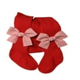thumbnail image 1 of Infant Christmas Ribbed Pantyhose Girls Stretch Mid-Rise Tights with Bows, 1 of 3
