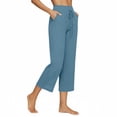 thumbnail image 5 of Inglocry Linen Capri Pants for Women 2026 - Drawstring Wide Leg Elastic Waist Summer Casual Lightweight Cropped Trousers with Pockets Blue 2XL, 5 of 5