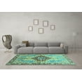 thumbnail image 3 of Ahgly Company Indoor Round Persian Turquoise Blue Traditional Area Rugs, 4' Round, 3 of 4