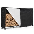 thumbnail image 1 of Heavy Duty Outdoor Firewood Rack - Large Adjustable Steel Log Holder - Weatherproof Storage Organizer - For Fireplace, Patio & Backyard - 8FT Firewood Rack + Waterproof Cover, 1 of 8