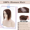thumbnail image 3 of MY-LADY Woman 100% Remy Real Topper Human Hair Hair Extensions Natural Daily Hair Wigs Straight Hair Piece #06 Light Brown 12inch, 3 of 8