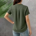 thumbnail image 5 of Khunlpohl Women's Cotton Linen Blouse with Pocket V Neck Button up Shirt Top Summer Short Sleeve Baggy Tops, 5 of 8