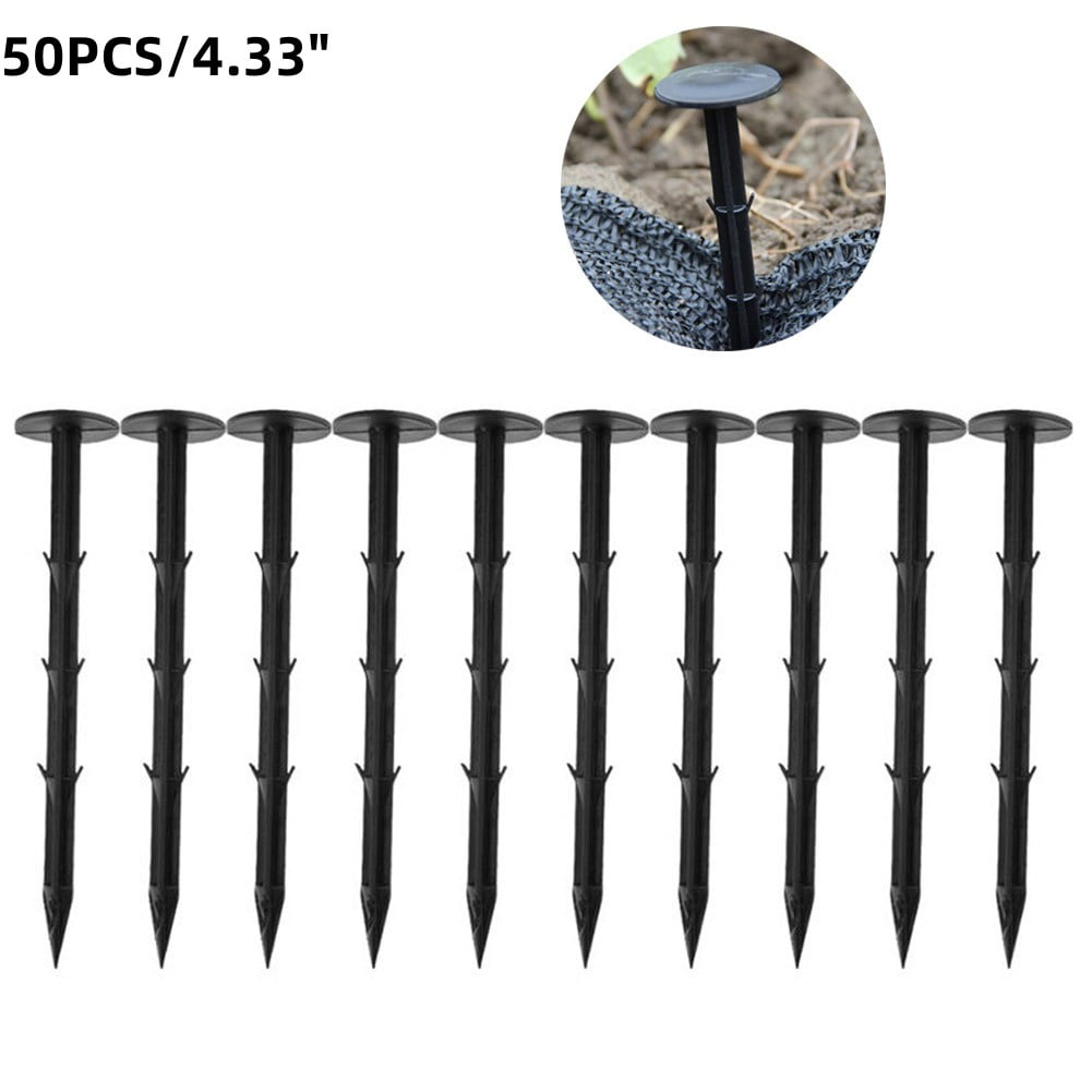 50Pcs Landscape Plastic Stakes, 4.33" Plastic Gardening Ground Nail
