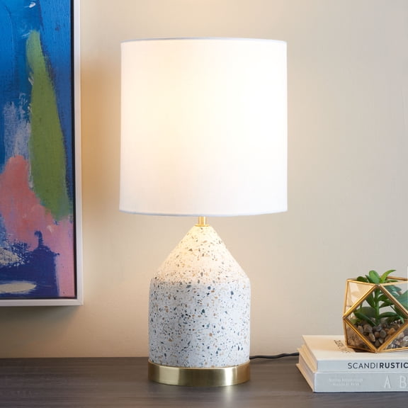 Safavieh Nicolai 10" Modern Terrazzo/Iron Sheet Table Lamp, White/Gold