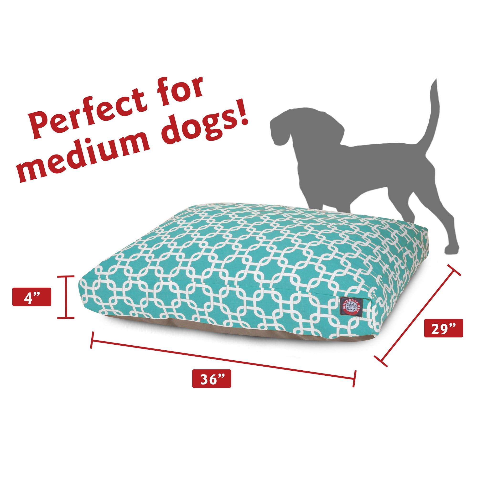 Majestic Pet | Links Shredded Memory Foam Rectangle Pet Bed For Dogs, Removable Cover, Teal, Medium
