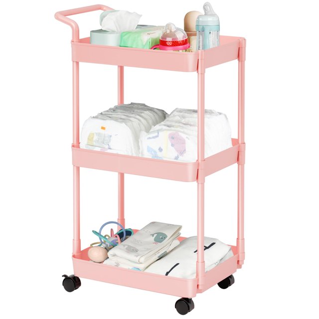 Carro Organizador Volnamal Rosa para Pañales de Bebé de Plástico
