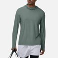 thumbnail image 2 of FRSASU Men's UPF 50+ Sun Protection Hoodie Lightweight Long Sleeve Fishing Shirts UV Hiking Running Rash Guard Army Green, 2 of 9