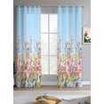 thumbnail image 2 of Pink Flowers Sheer Curtains 84 Inch Length 2 Panels Set for Living Room/Bedroom, Spring Floral Daisy Pastoral Botanical Sky Blue Kitchen Curtains Grommet Curtains Window Treatments 42"x84"x2, 2 of 7