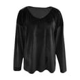 thumbnail image 5 of ClodeEU Women's V Neck Long Velvet Sleeve Tops ,Casual Fashions Basic Loose Fit Tunic T Shirts Black,Womens Plus XL, 5 of 8