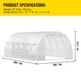 thumbnail image 2 of KFFKFF 20ft by 10ft by 7ft Walk-through Tunnel Greenhouse, Movable Plant Warm House with Zinc-coated Steel Hoops, Trio of Upper Beams, Cross Poles, Dual Zippered Entrances & Dozen Roll-up Windows, 2 of 9