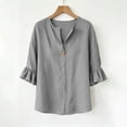 thumbnail image 6 of Tsesme Ruffle 3/4 Sleeve Tops for Women, V-Neck Button Pullover Loose Shirt, Lightweight Summer Causal Fashion T-Shirt XL, 6 of 7