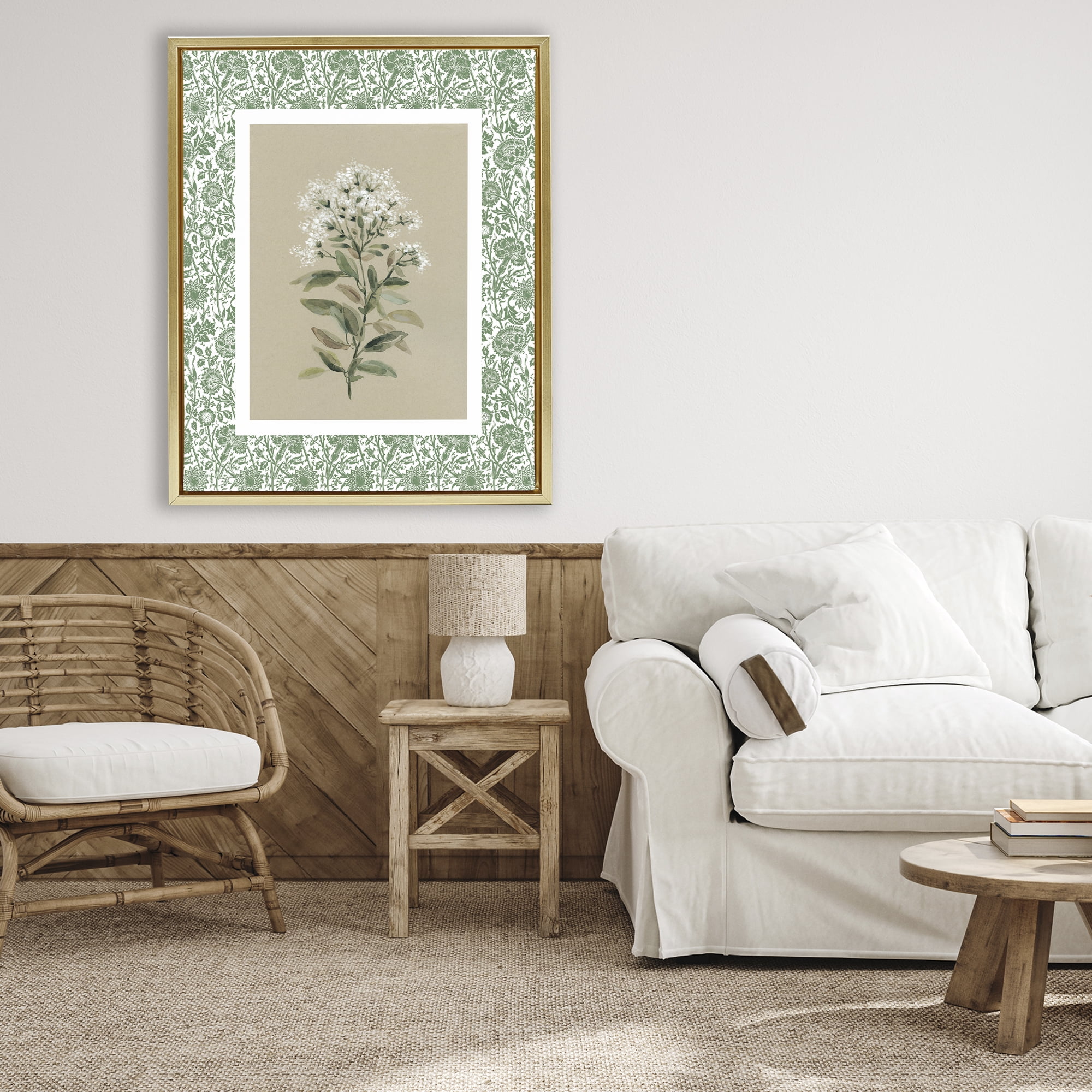 Stupell Industries Plant on Green Botanicals Gold Framed Floater Canvas Wall Art, design by Carol Robinson