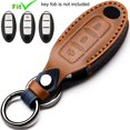 thumbnail image 2 of Zihafate Funda De Cuero Para Llave De Coche Compatible Con Control Remoto Sin Llave Nissan Para Nissan X-Trail Rogue Altima Quest Pathfinder Sentra Patrol Cima Fuga Armada Teana Murano, Etc. (A-Marrón, 2 of 5