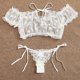 thumbnail image 4 of Gibobby Ropa Interior Sexy Bordado ropa de dormir mujer sujetador lencería sin tirantes encaje pijama conjunto Tanga Bowknot(Blanco, M), 4 of 5