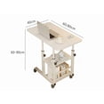 thumbnail image 2 of Table en C à Hauteur Réglable avec Tiroir de Rangement, Bureau Roulant pour Portable sur Roulettes, Noyer Blanc 80x40cm 60x40cm, 2 of 8