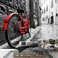 thumbnail image 2 of wall26 - Retro Vintage Red Bike on Cobblestone Street in The Old Town. Color in Black and White. Old Charming Bicycle Concept - Removable Wall Mural | Self-Adhesive Large Wallpaper - 66x96 inches, 2 of 6