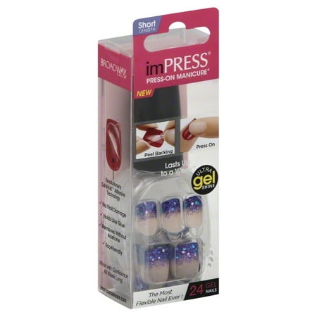 Broadway Nails Impress Press-on Nails, Glitz & Glamour, 24 Nail Gels Assorted Styles/Color