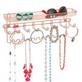 thumbnail image 4 of mDesign Steel Wall Mount Jewelry Organizer Rack with 8 Hooks/Basket, Rose Gold, 4 of 7