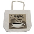thumbnail image 1 of Coffee Shopping Bag, It's Coffee Time Text with Rome Landmark Collesium, Eco-Friendly Reusable Bag for Groceries Beach and More, 15.5" X 14.5", Cream, by Ambesonne, 1 of 2