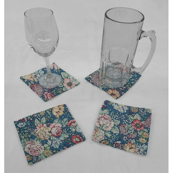 Rose Garden Cloth Coasters by Penny's Needful Things (Set of 4) Blue