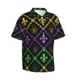 thumbnail image 2 of Easygdp Mardi Gra Geometric Men's Hawaiian Shirts Print Lapel Short Sleeve for Beach, vacation, party, casual occasions - Medium, 2 of 9
