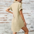 thumbnail image 4 of Dresses for Women Turndown Collar T-Shirt Mini Dress Fashion Soild Color Button Down Sundress Beach Vacation Clothes, 4 of 7