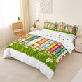 thumbnail image 3 of Erosebridal Kids Cartoon Books Queen Duvet Cover Set, Girls Daisy Tulip Floral Bedding, Polka Dots Reversible, 3pcs 1 Duvet Cover and 2 Pillowcases, No Comforter, 3 of 6