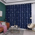 thumbnail image 3 of pitrice Chaud Argent Grande Étoile Lune Ombrage Rideaux Bleu Marine, 3 of 9