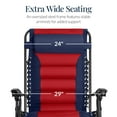 thumbnail image 3 of Best Choice Products Oversized Padded Zero Gravity Chair, Folding Outdoor Patio Recliner w/ Side Tray - Navy/Red, 3 of 7