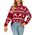 thumbnail image 1 of Pull de Noël pour Femmes Col Rond Blouse Mi-Longue Fermeture Extérieure Tricoté Mode Pull Moelleux Décontracté Imprimé Cardigan Chaud, 1 of 7