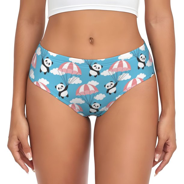 Fotbe Panda Flying in the Sky Calzones Estampados para Mujer – Ropa Interior de Algodón, Cómoda, Suave y Elástica-3X-Large
