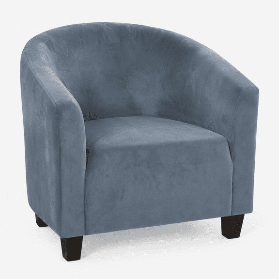 MORAVE Grey Blue Stretch Polyester Spandex Plush Tub Chair Cover, Removable Washable Furniture Protector for Armchair Club Wingback Living Room