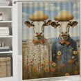 thumbnail image 5 of Farmhouse Highland Cow Funny Cattle And Flower 4PCS Shower Curtain Sets with Rugs with Non-Slip Bath Mat Toilet Rug，72" X 72", 5 of 8