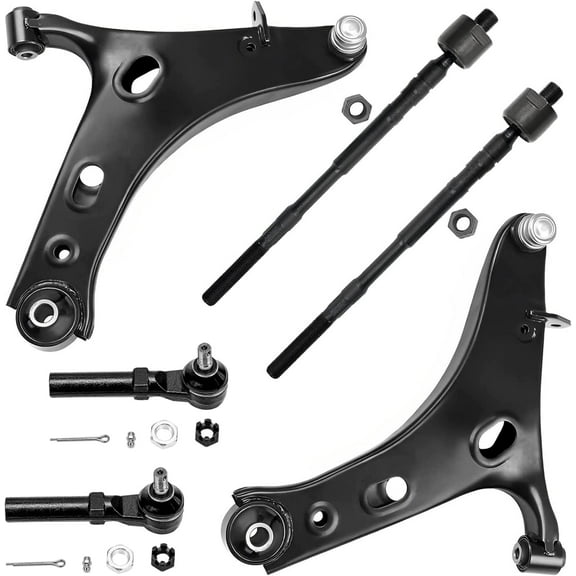 Detroit Axle - Front Lower Control Arms w/Ball Joints Inner Outer Tie Rod Ends Replacement for 2014-2018 Subaru Forester - 6pc Set