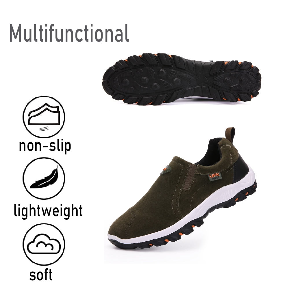 Mens Hiking Mountaineering Shoes Outdoor Breathable Trekking Sneakers Lightweight Comfortable Non-slip Casual Shoes Green 10.5 US