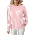 thumbnail image 1 of FRSASU Chandail d'Hiver pour Femmes à Manches Longues Col Rond en Tricot Grande Taille Mignon avec Nœud Rose P(S), 1 of 8