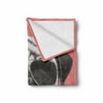 thumbnail image 2 of Animal Soft Flannel Fleece Throw Blanket, Pink Backdropped Hand Drawn Pug Dog with Sunglasses and Colar Illustration, Cozy Plush for Indoor and Outdoor Use, 60" x 80", Coral and Grey, by Ambesonne, 2 of 6
