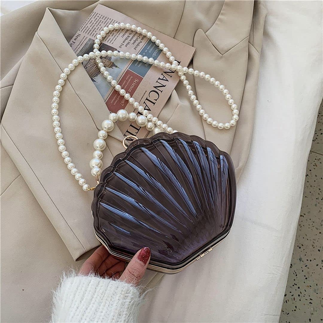 YOUI-GIFTS Women Fashion Seashell Crossbody Shoulder Bag Chain Strap Handbags Acrylic/Synthetic PU leater Evening Clutch Purse