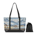 thumbnail image 7 of FORMRS Canvas Laptop Tote Bag for Women with 15.6" Computer Compartments Shoulder Handbag, Winter Mountain, 7 of 7