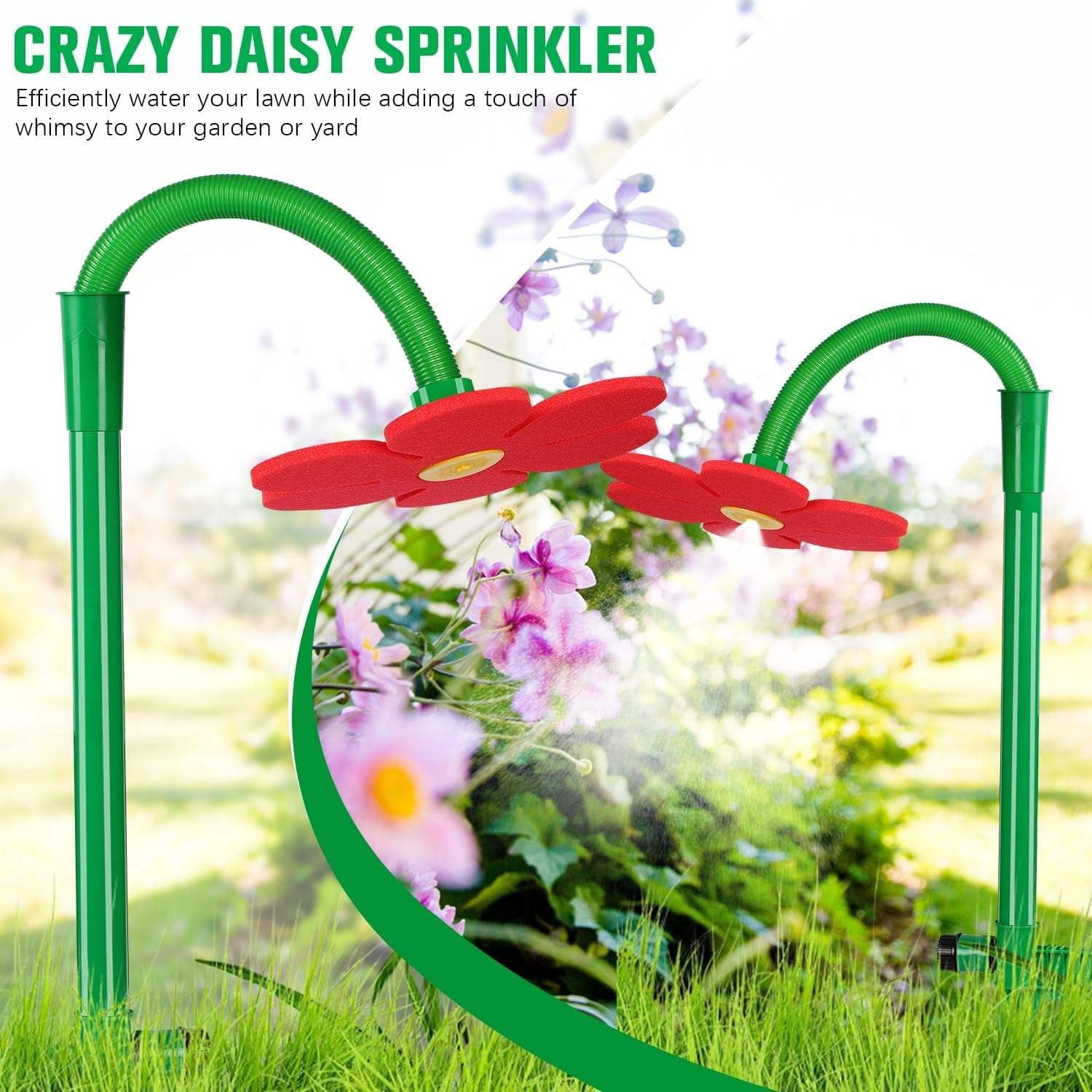 Crazy Dancing Daisy Sprinkler - 360° Rotating Sunflower Stake, Lawn Sprinkler for Yard Watering Kids Pets Playing, Fun Garden Irrigation Tool - YELLOW-02_1