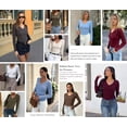 thumbnail image 6 of PRETTYGARDEN Womens Long Sleeve Ribbed V Neck Knit Shirts | Soft Stretch Slim Fitted Lightweight Basic Tees, Y2K Going Out Tops, Fall Fashion Everyday Wear, Winter Layering Clothes, 6 of 11