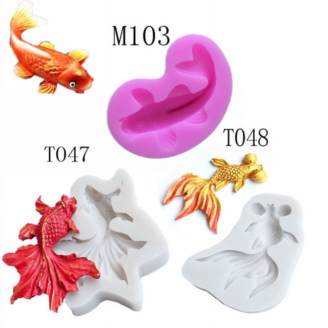 Molde de silicona para chocolate con forma de carpa estilo chino, molde para fondant con forma de cola de pez grande y líquido, para tarta o chocolate