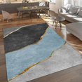 thumbnail image 4 of Navy Blue Gold Marble Area Rugs, Modern Mid-Century Black Gray Bedroom Rug, Soft Low Pile Easy Clean Breathable Indoor Rug for Floor Hallway Study Room Living Room, 4x5ft, 4 of 7