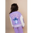 thumbnail image 3 of Disney Lilo & Stitch Fleece Varsity Bomber Jacket and Jogger Pants Outfit Set Toddler to Big Kid, 3 of 5