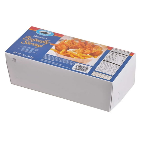Oceanway Seafood Butterfly Breaded Shrimp - 21/25 Count, 3 Pound - 4 per case.
