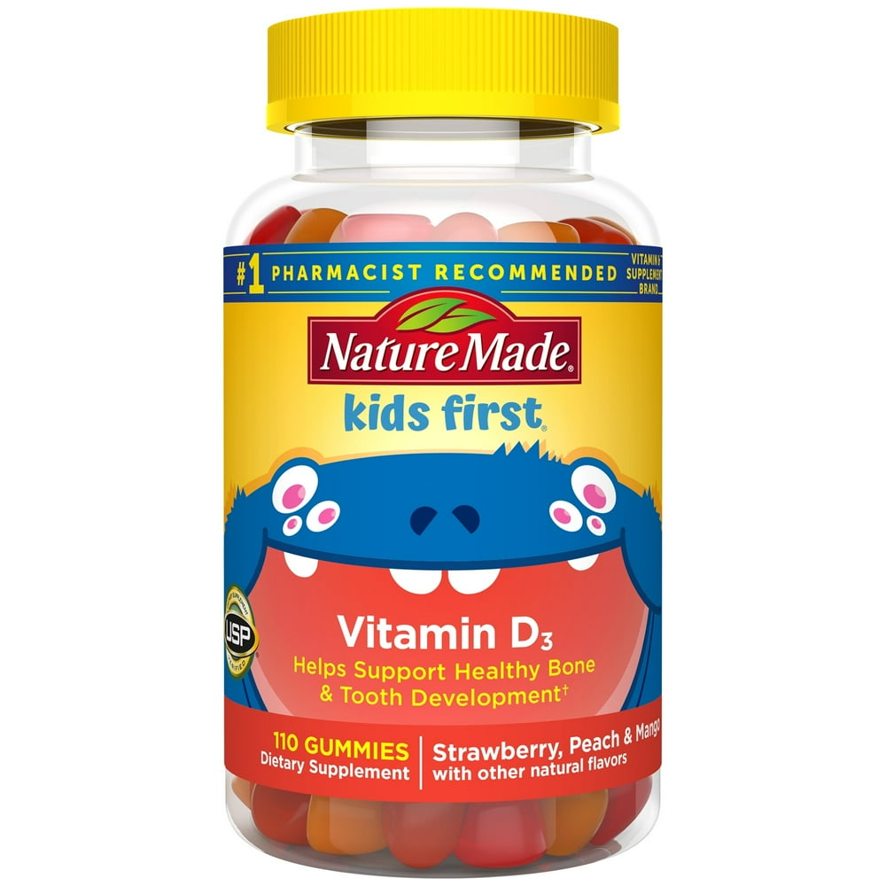 Nature Made Kids First Vitamin D3 for kids Gummies, 110 Count for Bone
