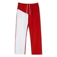 thumbnail image 6 of LWavelet Men's Color Block Wide Leg Joggers - Drawstring Waist Stylish Design Casual Daily Pants Red M, 6 of 8