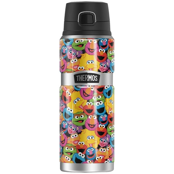 Sesame Street Character Head Collage THERMOS STAINLESS KING Stainless Steel Drink Bottle, Vacuum insulated & Double Wall, 24oz